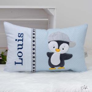 Namenskissen - Kissen mit Namen - Stickdatei Pinguin